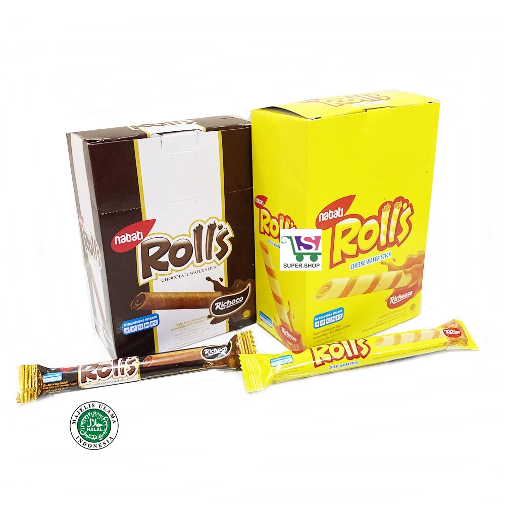 Nabati Rolls Cheese / Chocolate Wafer Stick (isi 20 pcs)