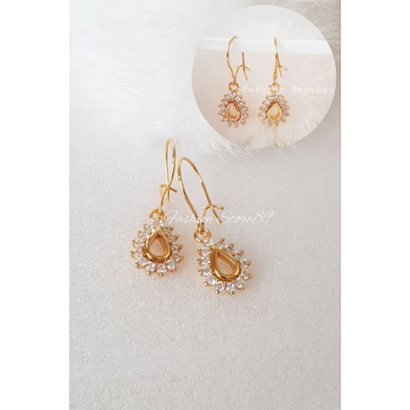 Anting Jurai Tetes Air Full mata import Fashion xuping perhiasan replica emas xuping tahan Lama