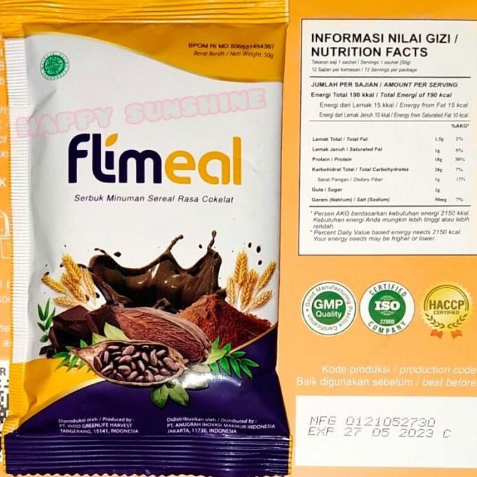 

PROMO FLIMEAL 1 BOX MEAL REPLACEMENT DIET SEREAL CEREAL SACHET BY FLIMTY