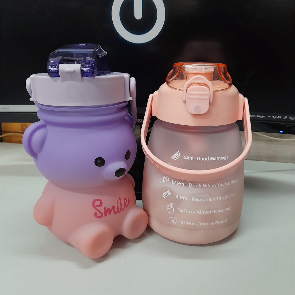 Botol Viral Botol Minum Smile Bentuk Panda 1100ML Free Stiker 2D&amp;3D