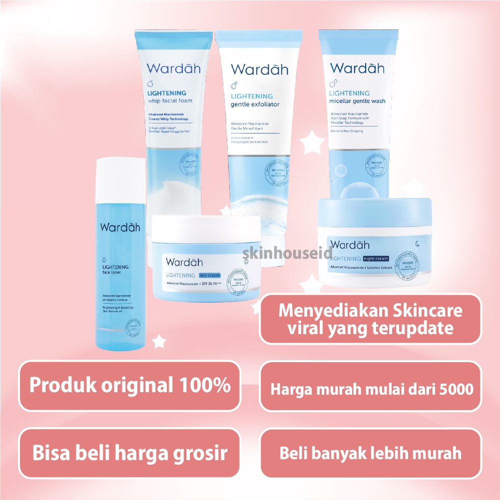 Skinhouseid Wardah Lightening Series Original Paket Skincare Kecantikan Pencerah Kulit Wajah Glowing