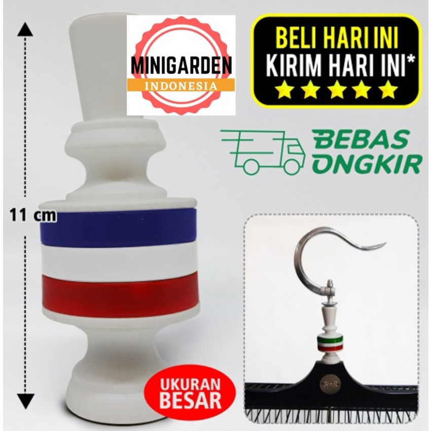 PION SANGKAR MURAI MOTIF BENDERA 11CM aksesoris kandang burung kotak