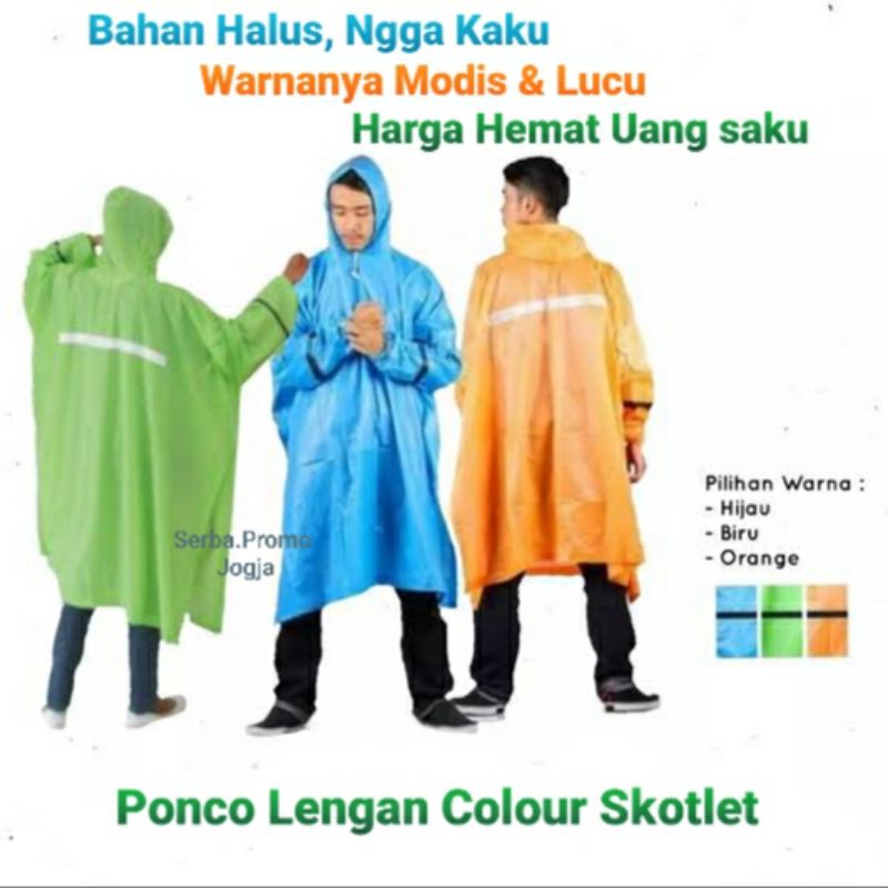 Jas Hujan Ponco Lengan Colour Skotlet - Jas Hujan Murah - Mantol Remaja