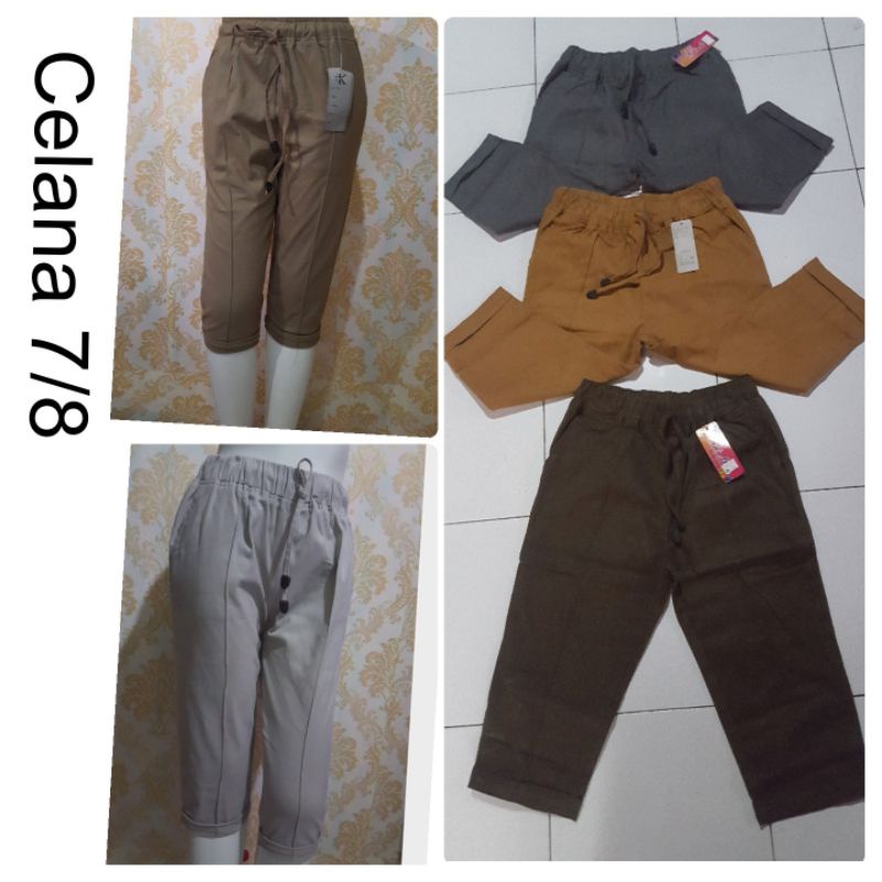 Celana 7/8 pants/ukuran standar &amp; jumbo / celana catton twill strid/celana kasual wanita