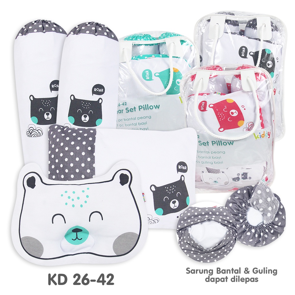 Kiddy Bantal Set Bayi / Bantal Peyang Bayi / Guling Bayi Baby Pillow Motif Bear / 26042