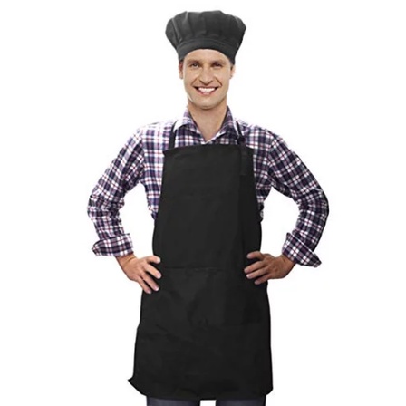 Apron/Celemek 1 Set Topi Chef Dewasa