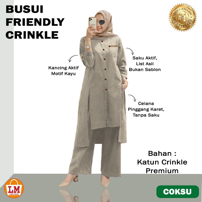 Setelan Baju Wanita Menyusui BUSUI FRIENDLY CRINKLE Bahan Katun Premium JUMBO BIG SIZE XL - XXL TERBARU TERMURAH TERLARIS LMS 28695-28699