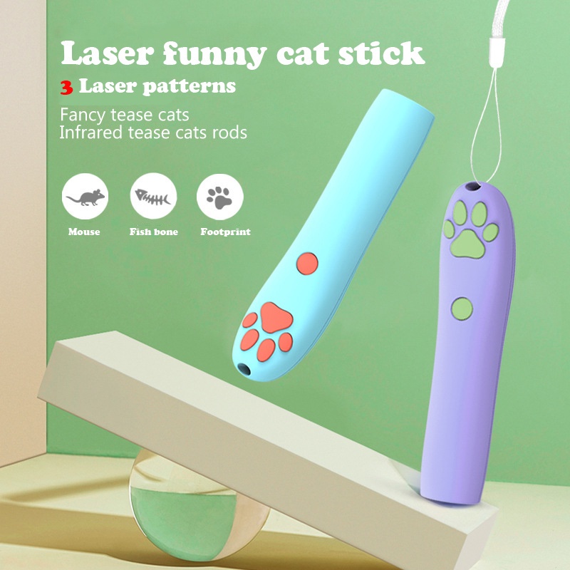 Cat Laser Toy Infrared LED Pattern Funny Cat Stick Puzzle Projection Pen Cat Smart