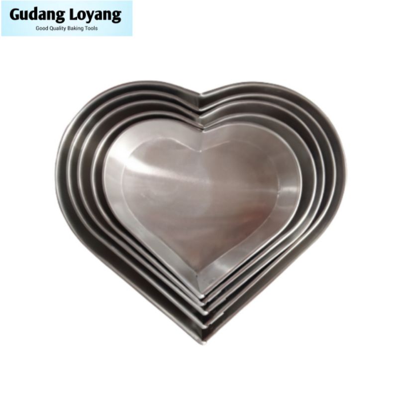 LOYANG LOVE SUSUN 5 SET ALUMINIUM LOYANG BOLU LOYANG BENTUK HATI