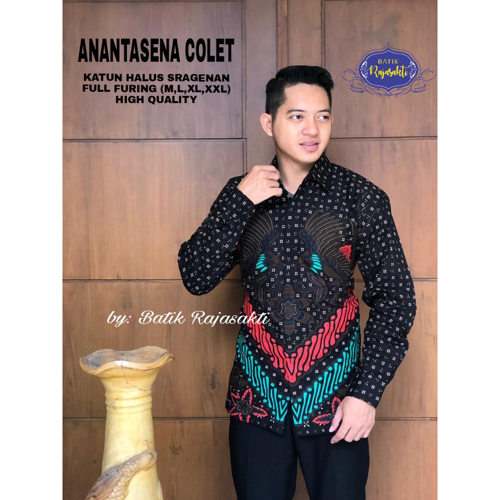 ANTASENA COLET Kemeja Batik Pria Lengan Panjang Katun Halus FULL FURING Rajasakti