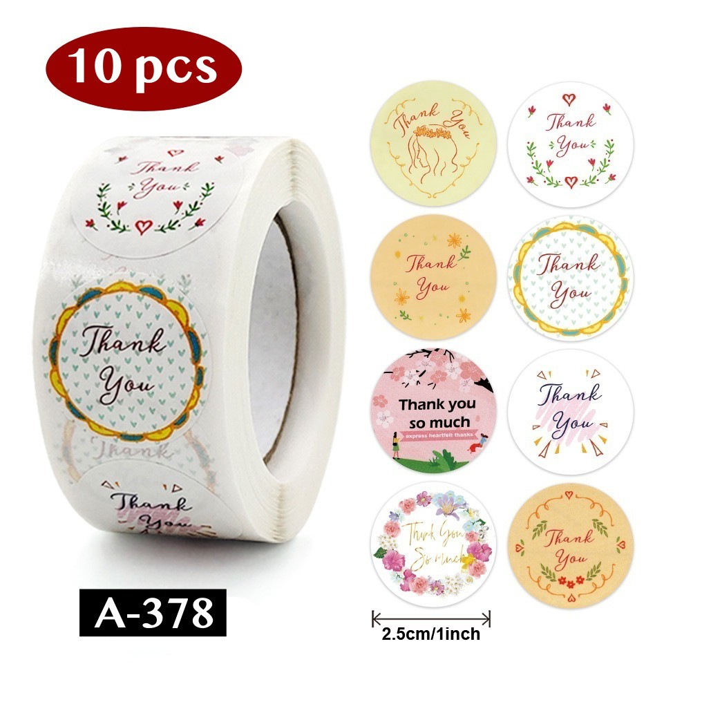 AliMaMa - STIKER THANK YOU 10 PCS - Sticker Terima Kasih Segel Olshop Online Shop Packaging Packing Souvenir Suvenir Import Murah Medan-A-378
