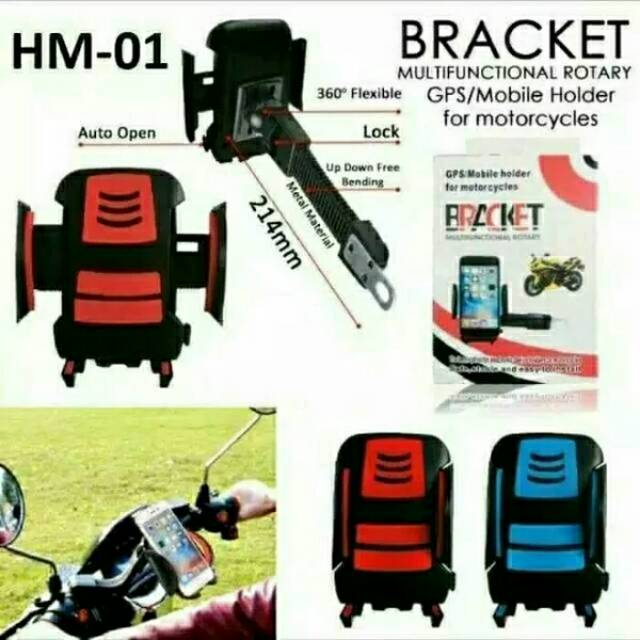 Bracket Holder dudukan HP / GPS Model Auto Open dispion Motor Beat Mio Vario Vega Jupiter Revo Supra