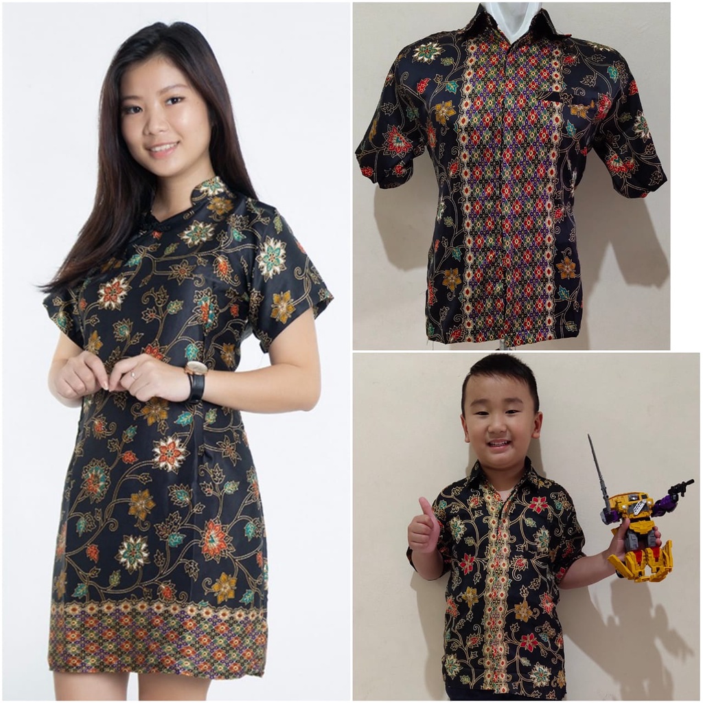 SB Collection Couple Family Midi Dress Kika Cheongsham Dan Kemeja Ayah Anak Batik Pria