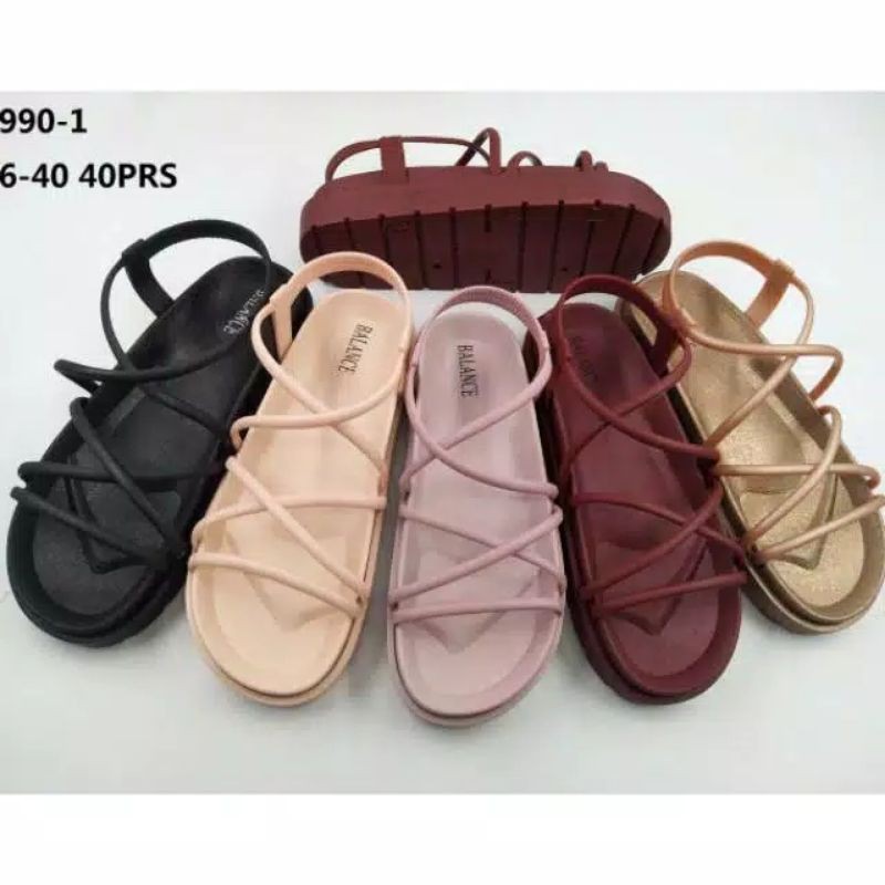 ⚡PROMO 6.6 Big Sale⚡Sandal Wanita Terbaru Karet Jelly Gladiator Ballance 1990 || COD Sendal Tali✨-1
