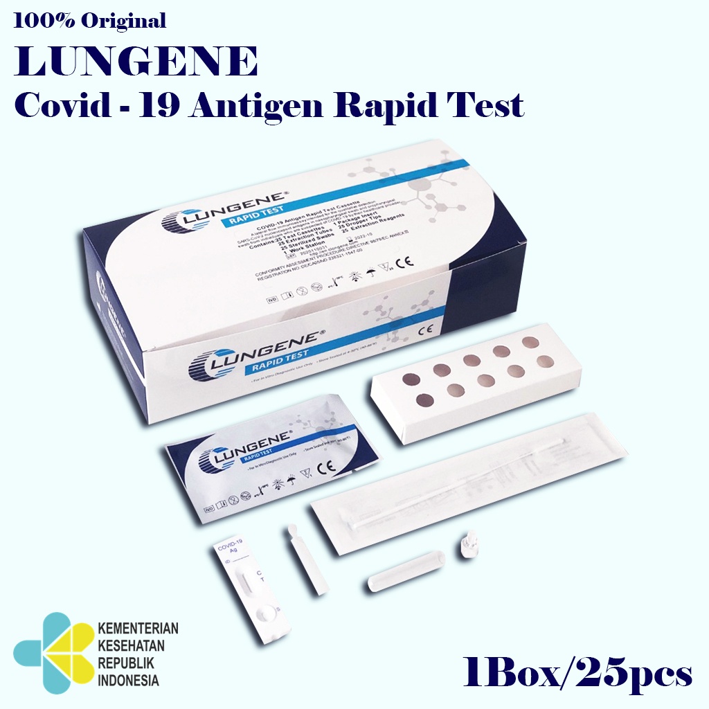 Jual Rapid LUNGENE Biru Rapid Test Swab Antigen 1 Box 25 Pcs Original