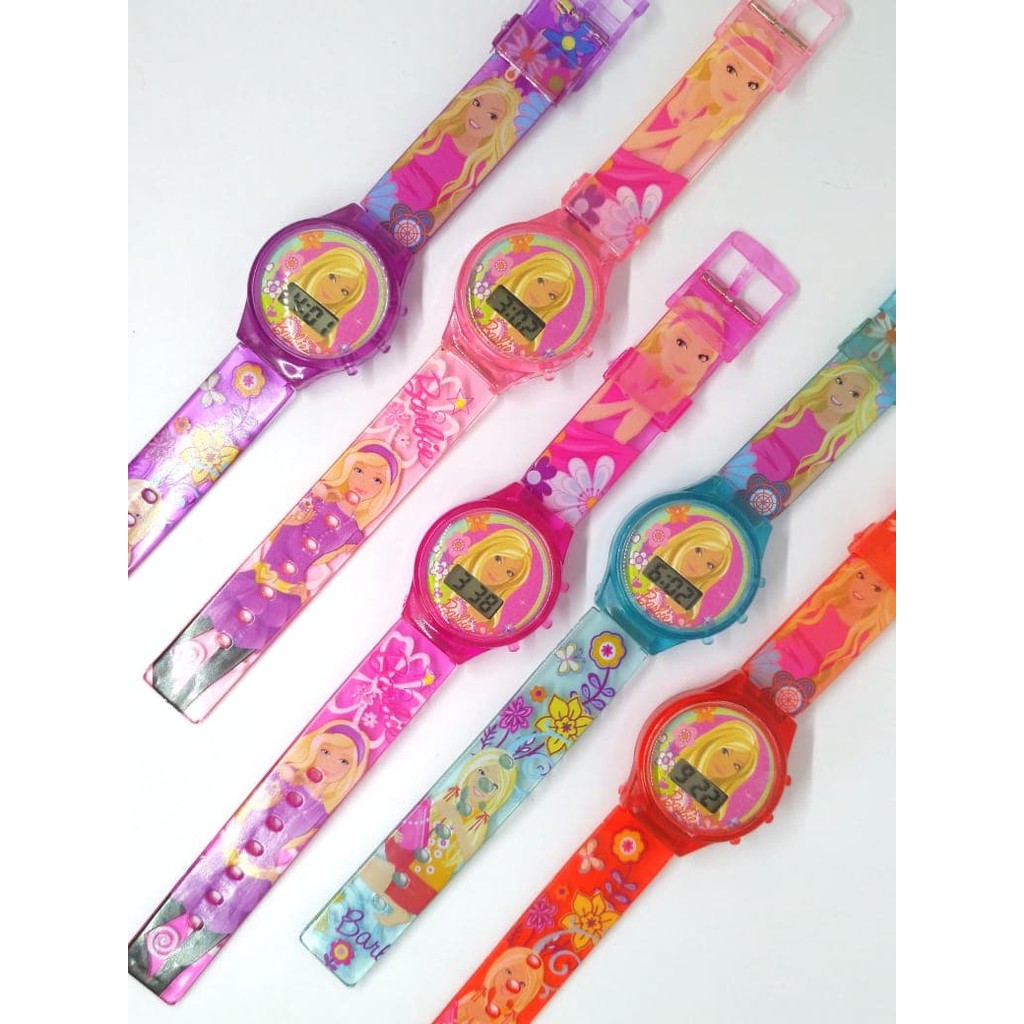 Limited! JAM TANGAN ANAK PEREMPUAN BARBIE BERBIE KARAKTER LAMPU DIGITAL MURAH