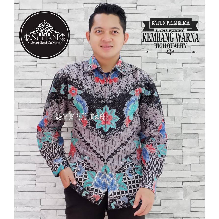 Kembang Warna Kemeja Batik Pria Panjang Full Furing by Batik Sultan