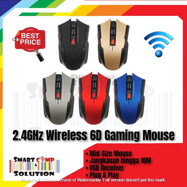 Mouse Gaming Wireless 6D Dongle USB 10M 2.4GHz Wireless 6D Gaming Wifi