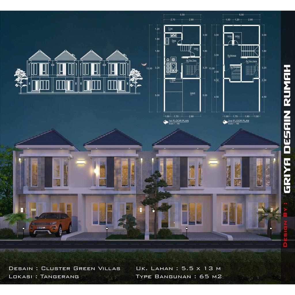 Gambar desain rumah minimalis 2 lantai type 65