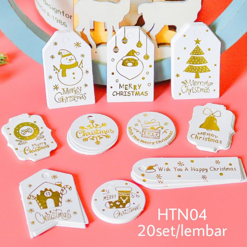 

Hang tag Natal putih gold 50set hang tag merry christmas HTN04