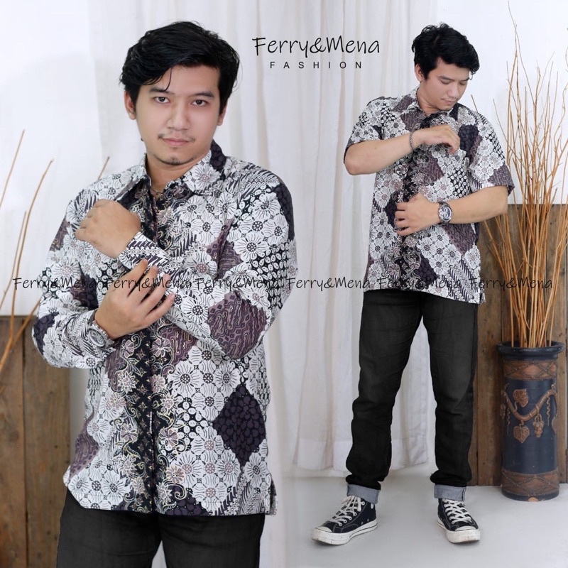 BAJU BATIK PRIA LENGAN PANJANG MODERN PENDEK PESTA MODERN KEMEJA BATIK DESAIN SIMPEL BERBAGAI ACARA 