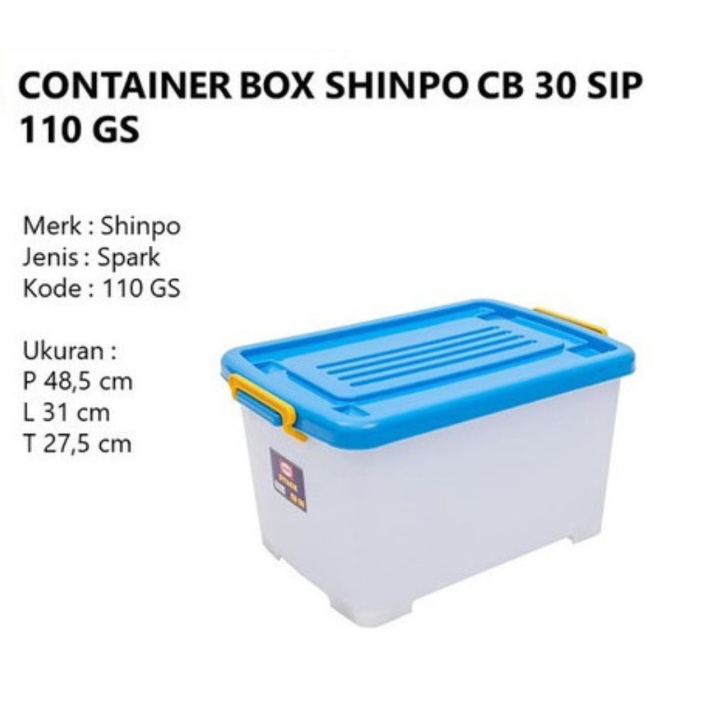 Shinpo Container Box cb 30 sip 110 / Shinpo Container Box Plastik 30 Liter + Roda / Kotak Penyimpanan