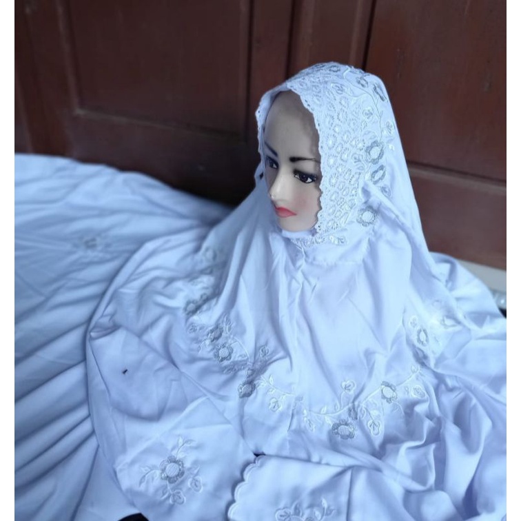 mukena bordir putih rukuh putih polos mukenah dewasa putih polos