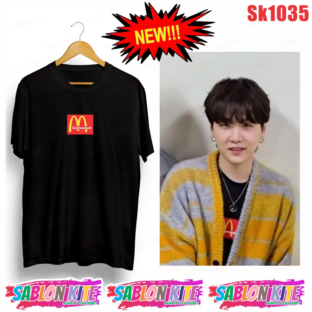 MURAH!!! KAOS KPOP KPOPxMCD CACTUSJACK YOONGI SK1035 SUGA UNISEX COMBED 30S