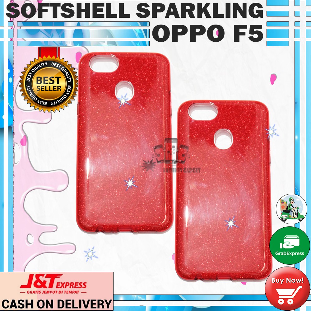 (Warna Acak Pink / Red) Silikon Oppo F5 Ultrathin Oppo F5 Case Sparkling Blink Blink Case Glitter Soft Case Jelly Case Silicone Casing Kesing Kasing Sarung Hp Oppo F5