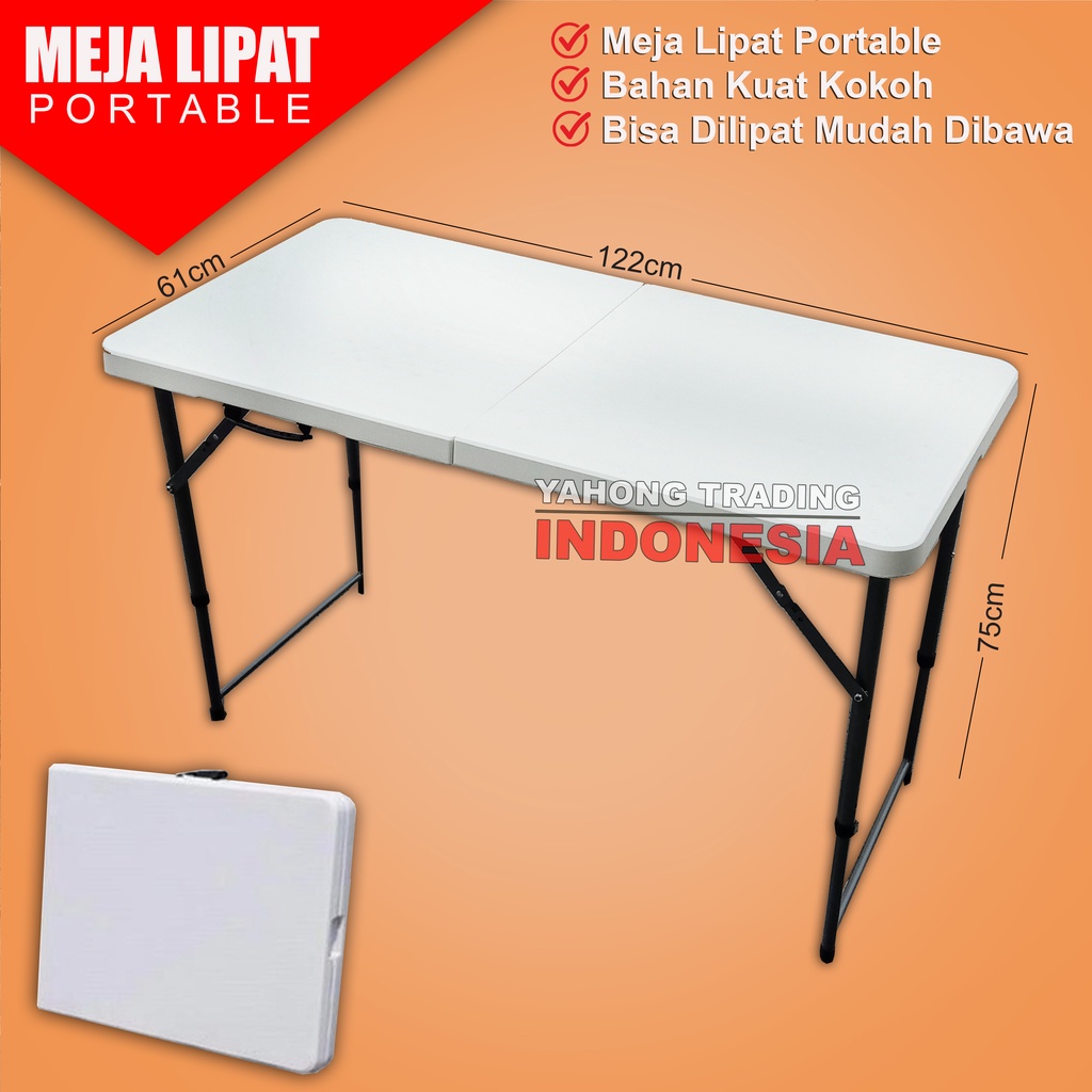 Meja Lipat Panjang 122cm Meja Portable Meja Makan Meja Belajar Meja Komputer Laptop Serbaguna