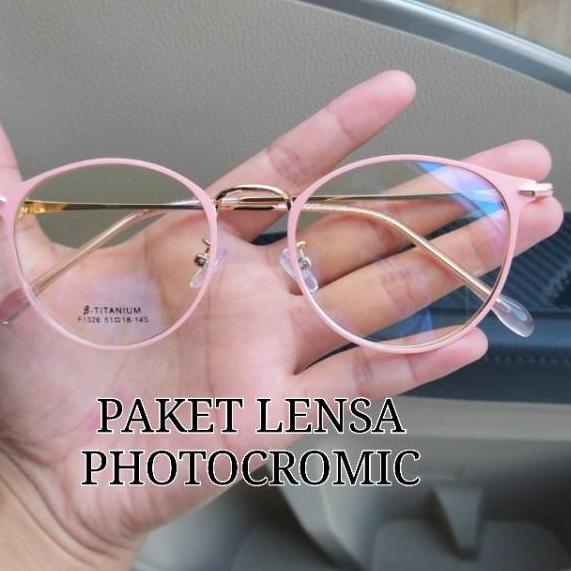 Model baru - PAKET FRAME + LENSA PHOTOCAROMI  KACAMATA MINUS | KACA MATA ANTI RADIASI | KACAMATA WANITA 1326 销