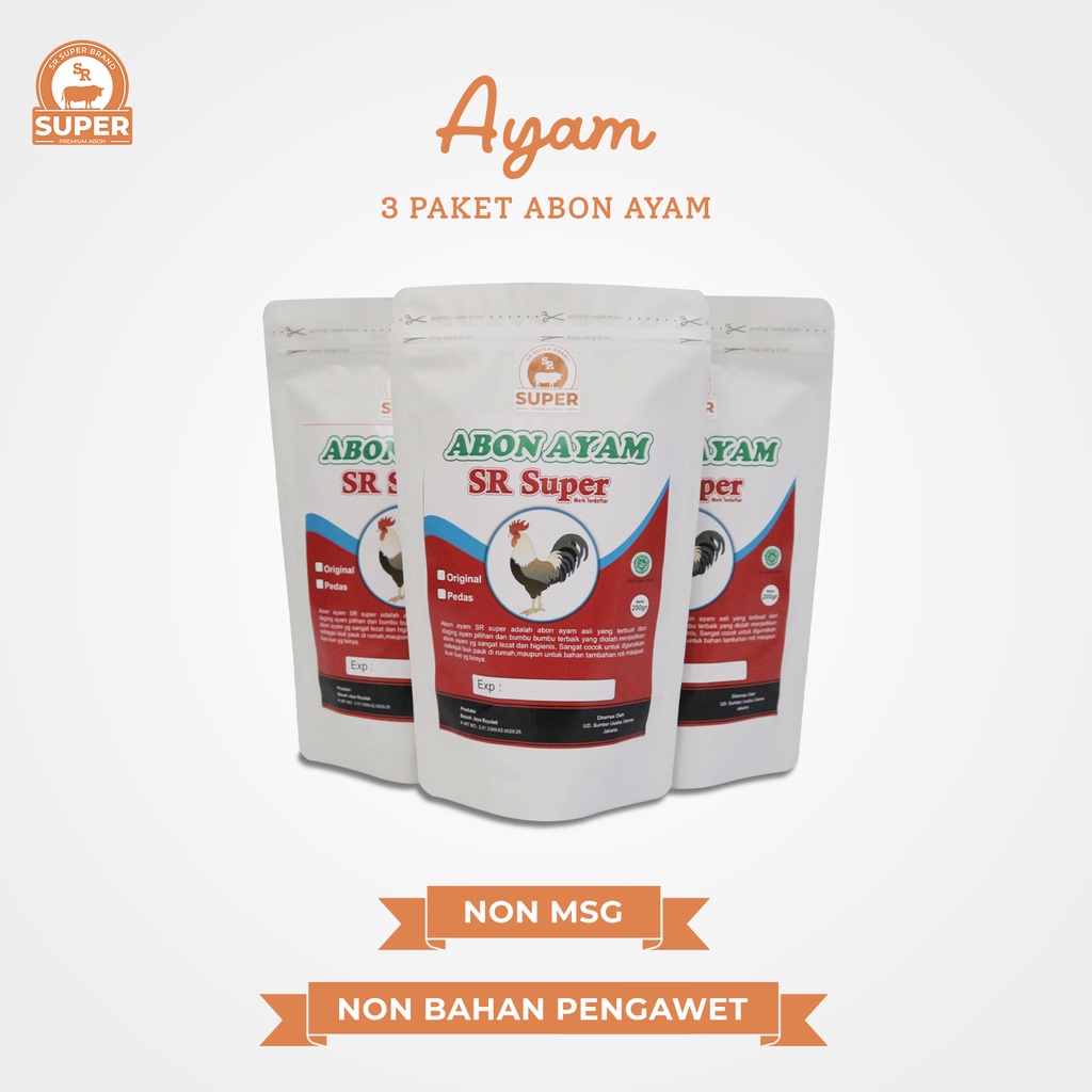 

3PC ABON AYAM SR SUPER PEDAS 200GR