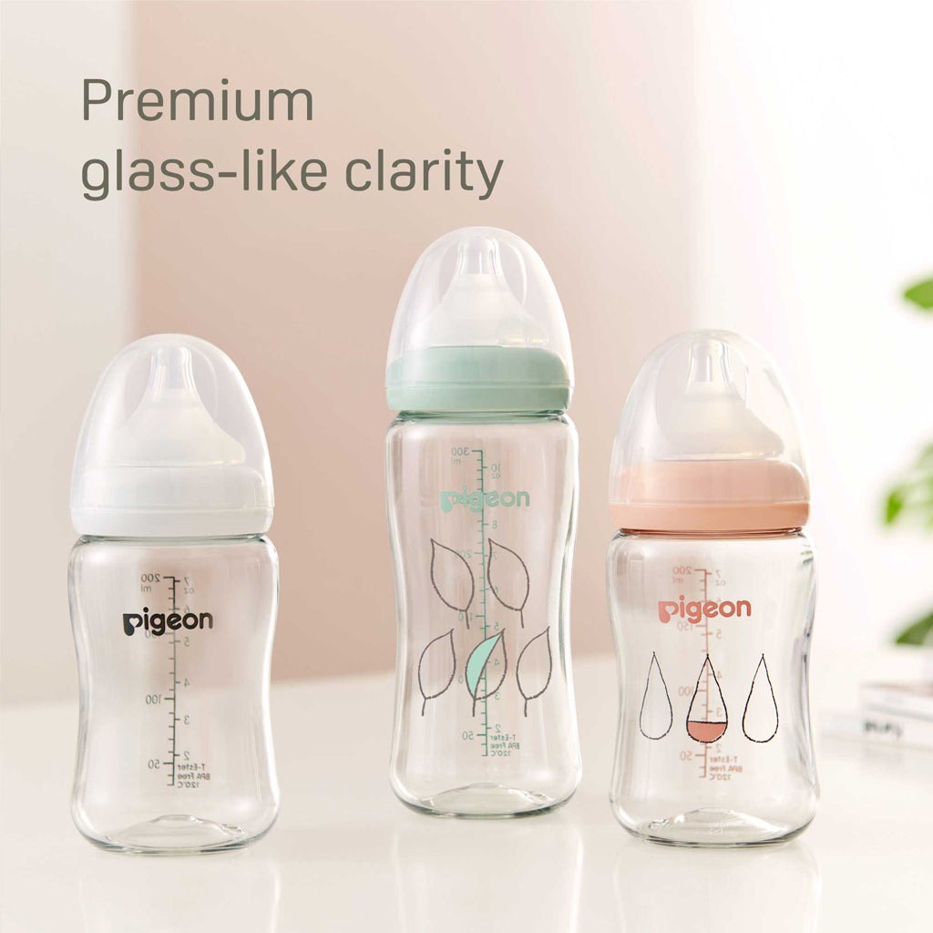 PIGEON Botol T-Ester Wide Neck 200ml/300ML W/ P-Plus Nipple (BOTOL SUSU PIGEON)