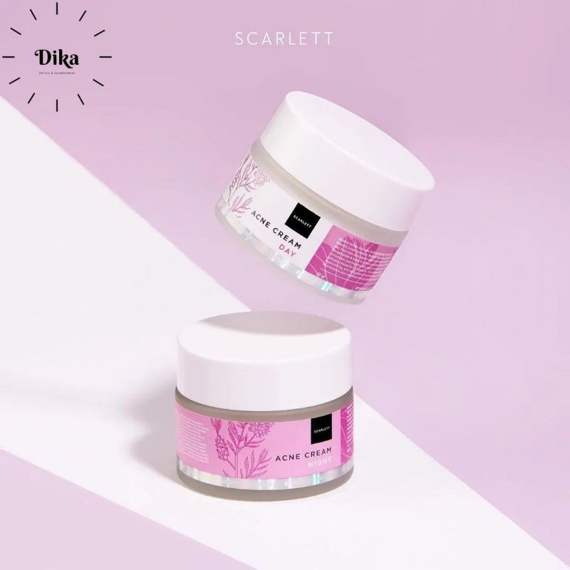 Scarlett Whitening Acne Day & Night Cream Original | Krim siang dan malam jerawat