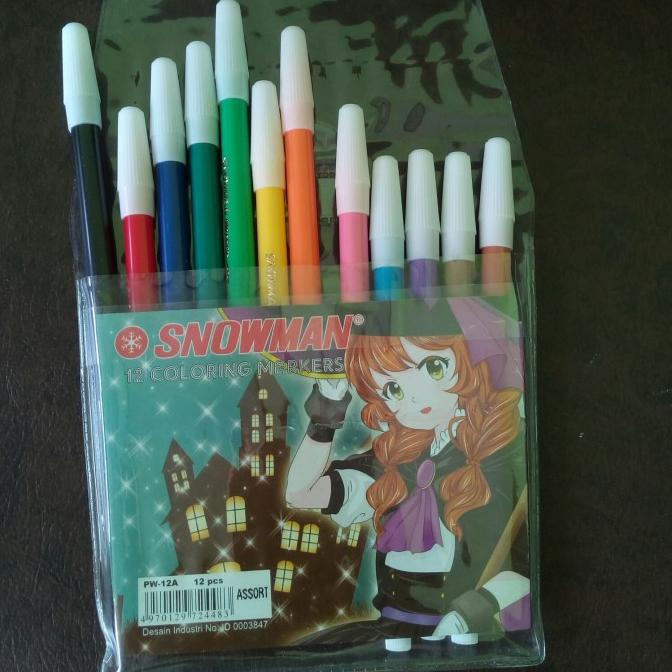 

+%+%+%] spidol snowman kecil set 12 warna buat gambar atau menulis