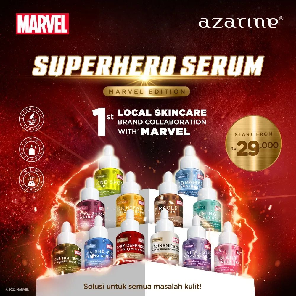AZARINE x MARVEL Serum / Acne Spot / Hydramax Water / Radiant Luminous / AHA BHA PHA Peeling / Pore 
