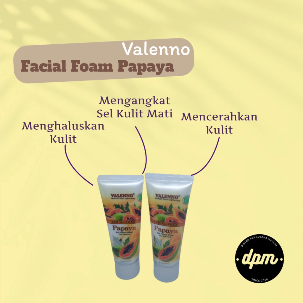 Valenno Facial Foam Perfect Clean Lightening 40ml With Papaya Extract Mengurangi Minyak Di Wajah Original