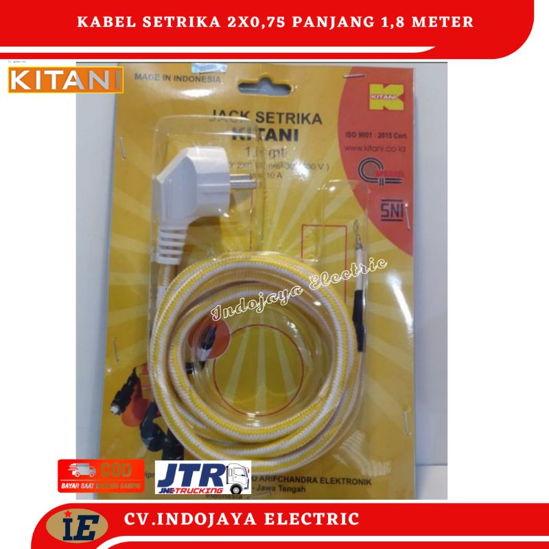 Kabel Setrika Kitani 2x0,75mm Kitani/KABEL GOSOKAN ARDE ISI 2 SNI /Bagus KITANI 1.8m