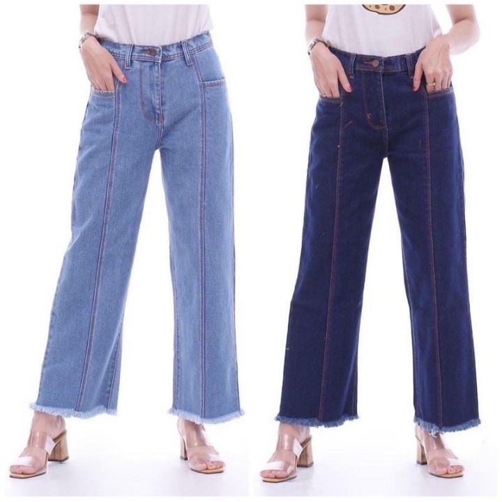 HightWaist Kulot Jeans Wanita