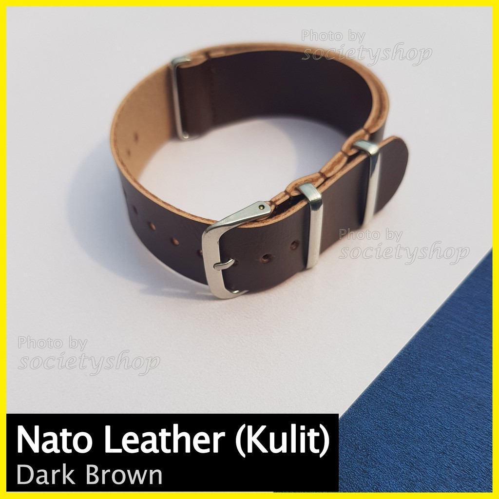 Nato Leather Kulit Sintetis Tali Jam Strap Watch 18mm 20mm 22mm