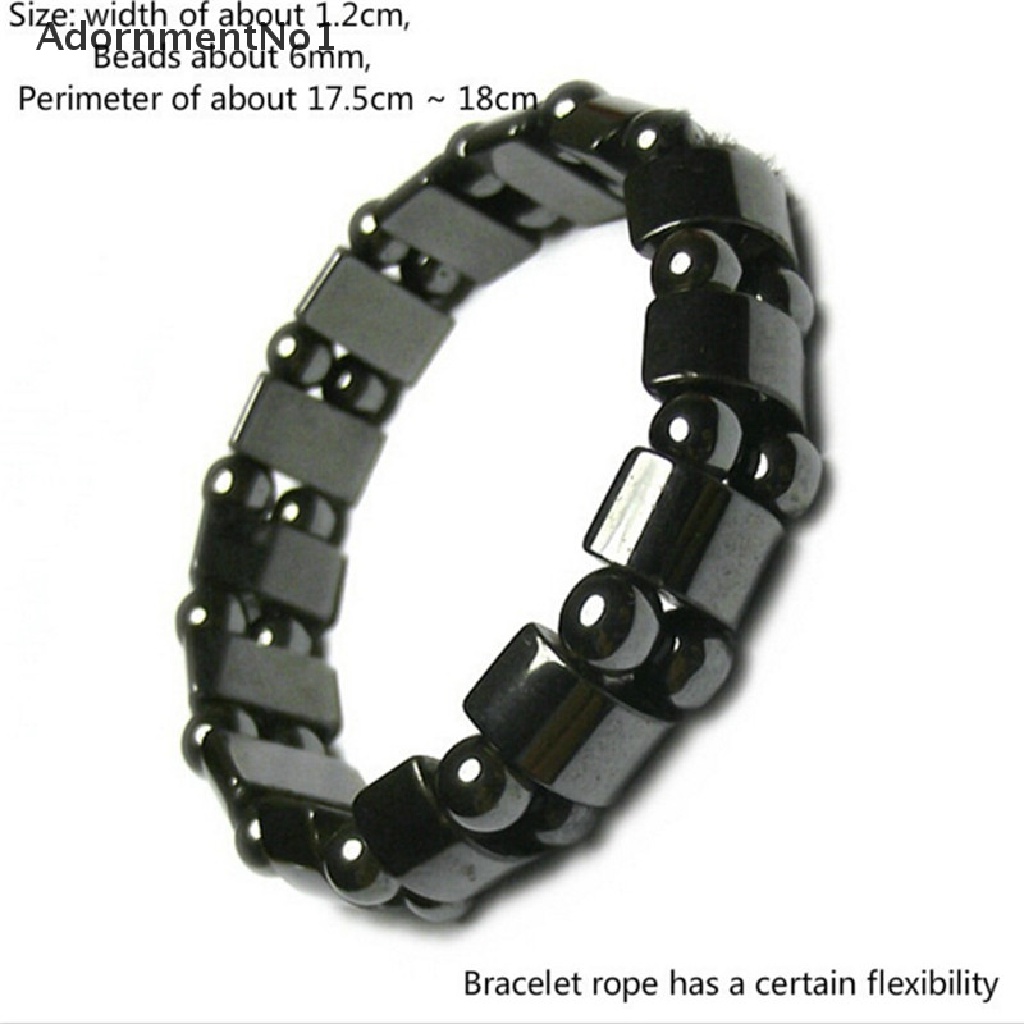 (AdornmentNo1) Gelang Tangan Batu Hitam Bulat Magnetik Untuk Terapi Kesehatan / Menurunkan Berat Badan