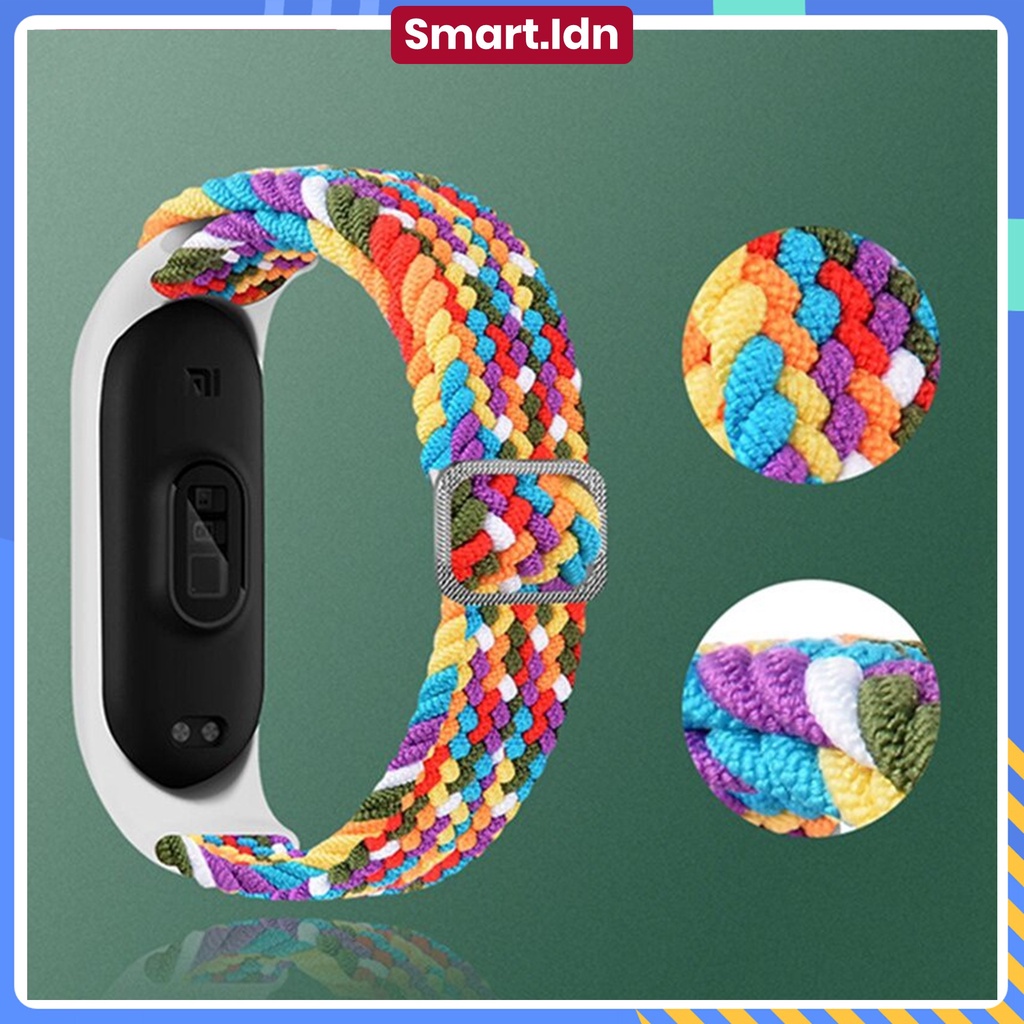 Tali Strap Nilon Xiaomi Mi Band 3 4 5 6 7 Sport Braided Stretch Loop Strap