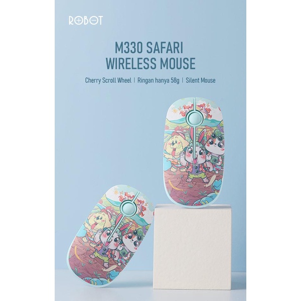 Mouse Wireless ROBOT M330 2.4GHz Silent Click Cherry Scroll Optical 1600DPI - Garansi Resmi 1 Tahun