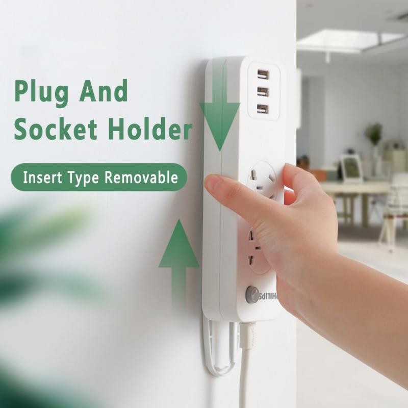 Self Adhesive Power Strip Fixator Wall Penempel Gantungan Adopter Stop Kontak Tempat Pengait AC