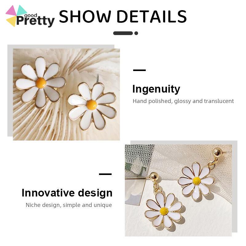 925 Silver Daisy Earrings Fashion Anting Pejantan Bunga Matahari Manis Segar - PD