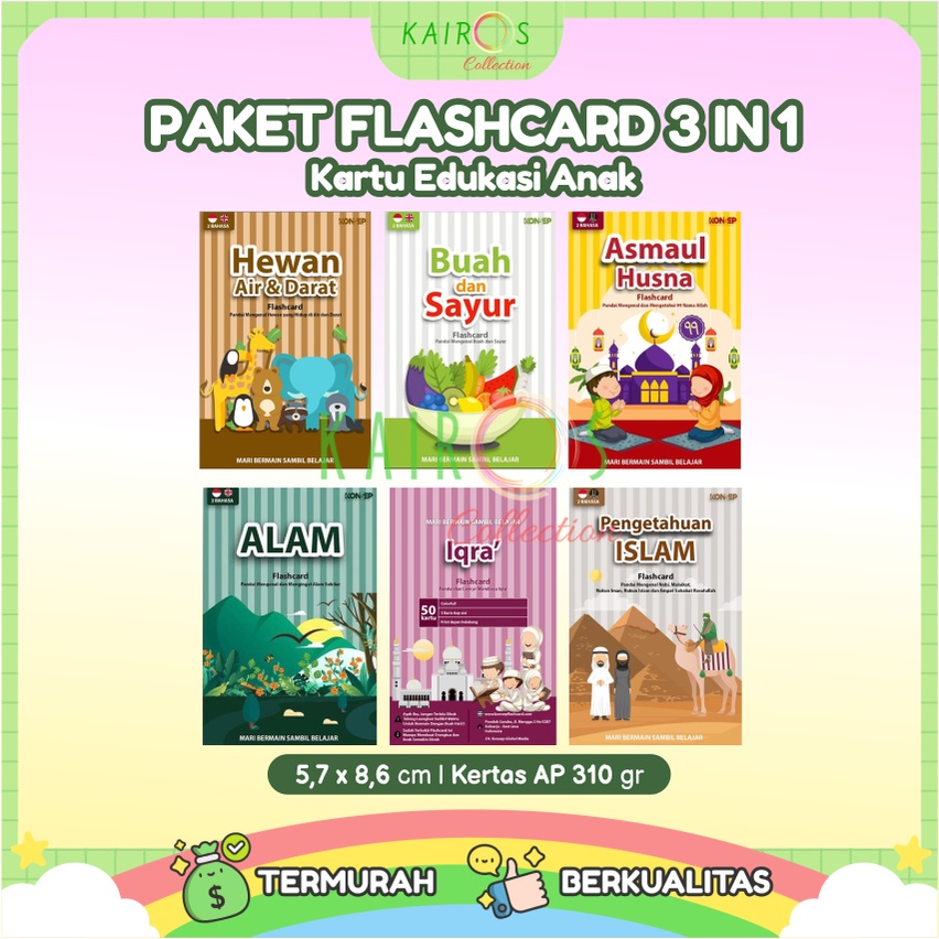 Paket Hemat Flashcard Kartu Belajar Anak 3in1