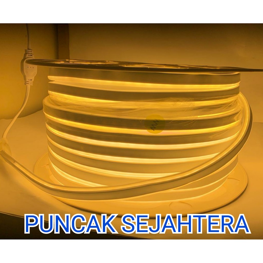 Lampu Led neon flexible Rope light Custom Warna Kuning / WarmWhite meteran (belum termasuk colokan)