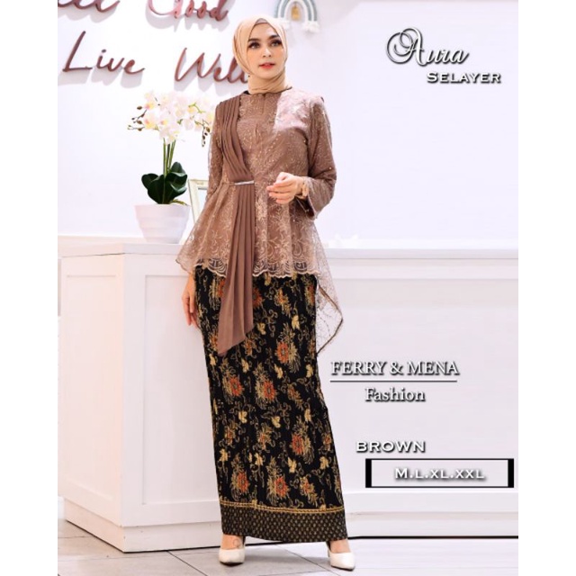 Terlaris !! Setelan kebaya Aura Selayer / Kebaya Selendang Free Masker / Kebaya Selendang Busui