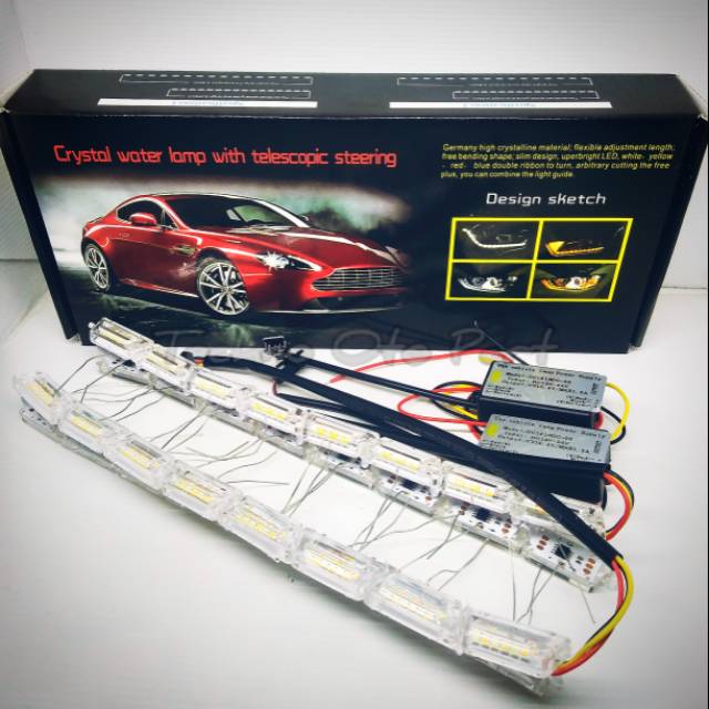 Lampu Led DRL Alis Cristal Meteor 50cm White Running Yellow