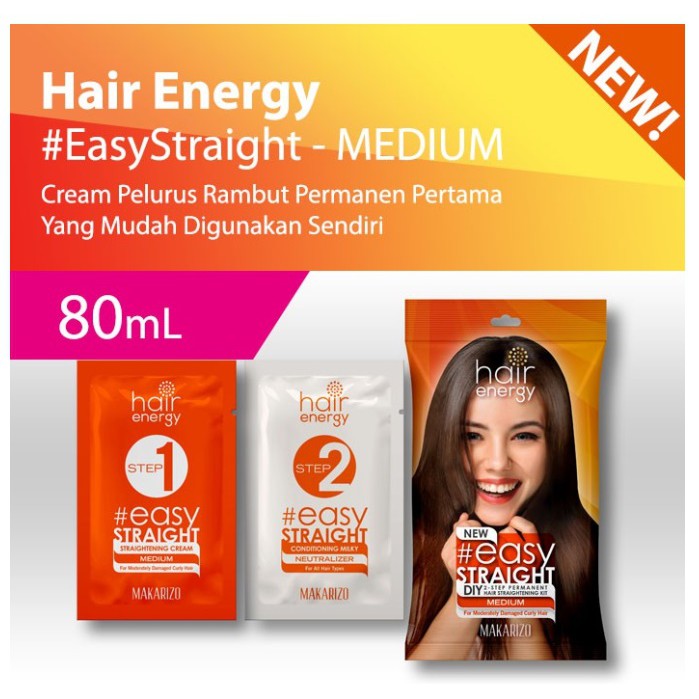 MAKARIZO EASY STRAIGHT HAIR ENERGY MEDIUM 80ml - For Moderately Damaged Curly Hair